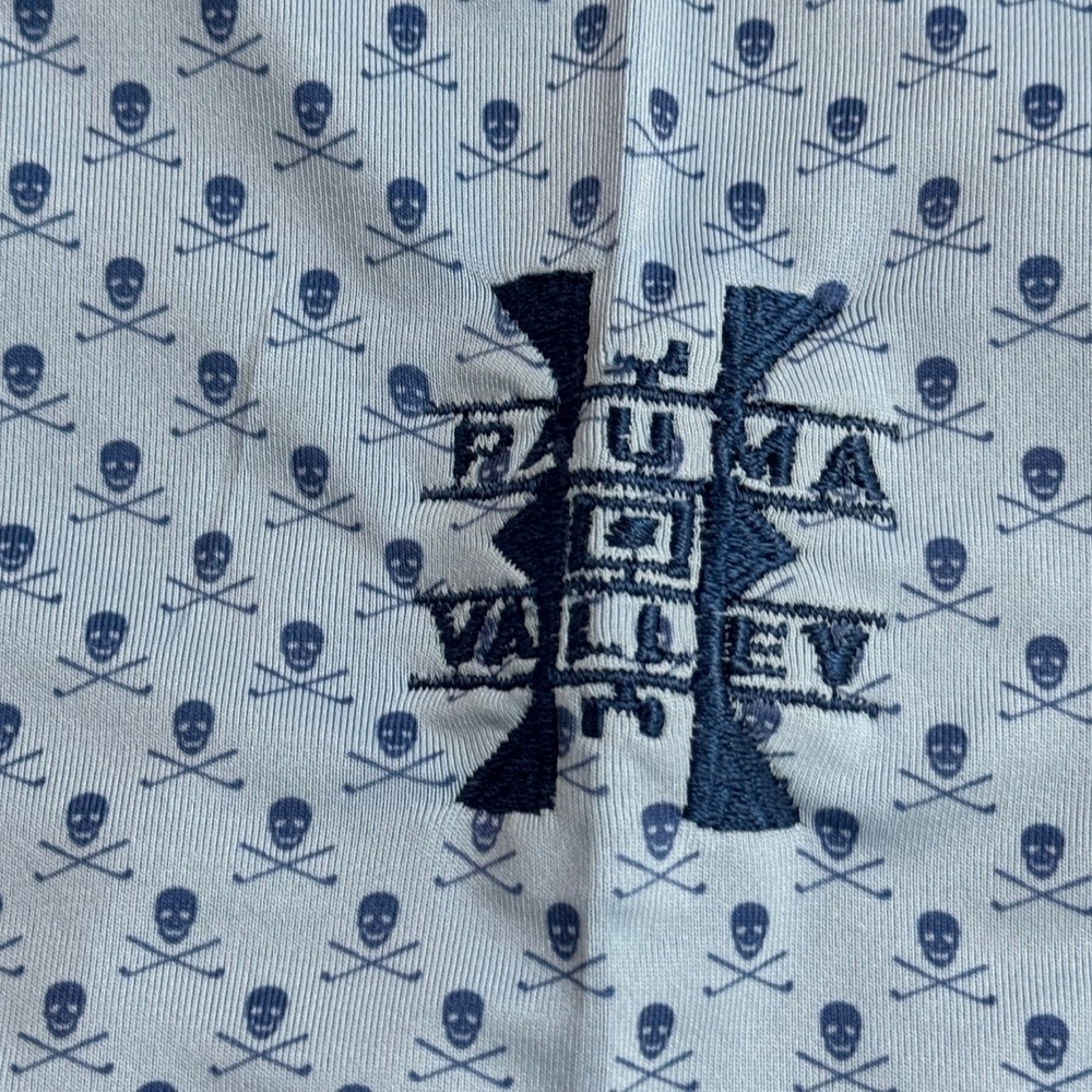 Peter Millar Polo Skull Crossbones Summer Comfort Blue Golf Shirt Mens Size L - Picture 12 of 12